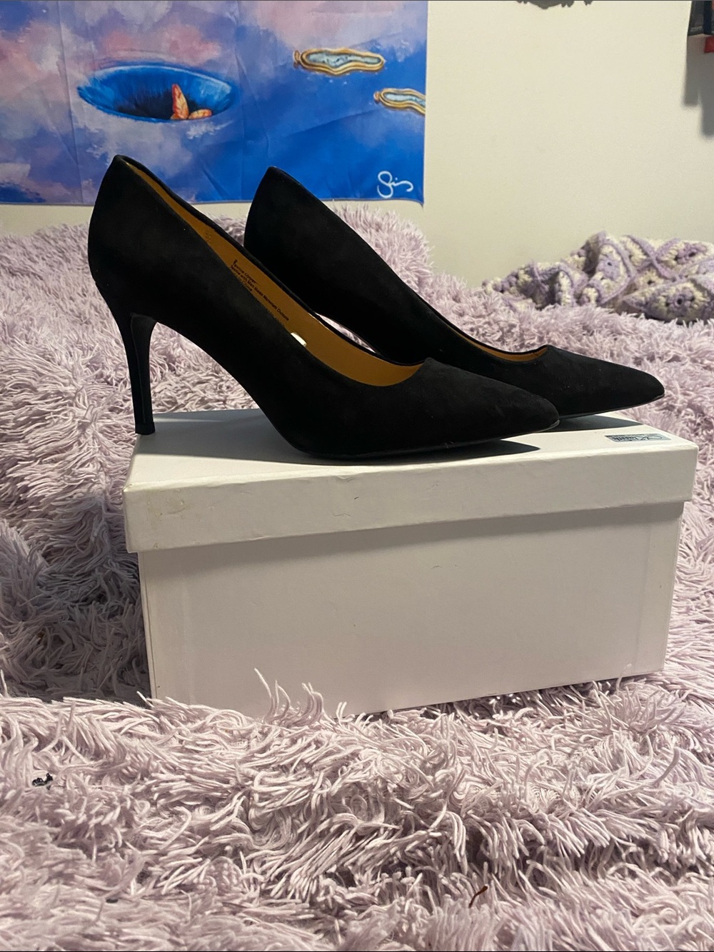 Classic Black Pointed-Toe Suede Pumps